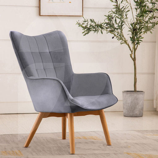 Kayla Grey Velvet Armchair Chairs supplier 175 