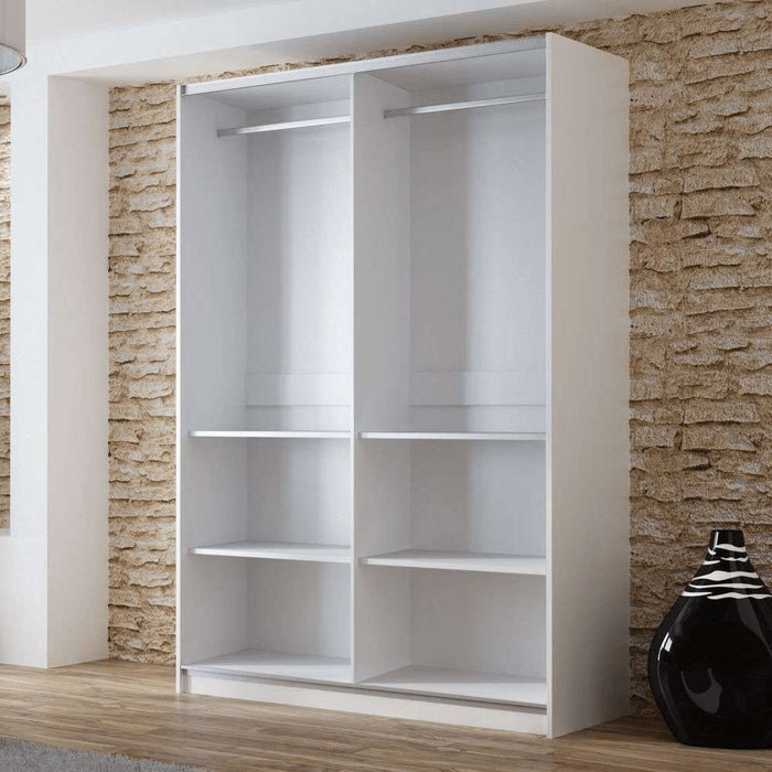 Wardrobe Tokyo 150cm White+Mirror Sliding Wardrobes Home Centre Direct 