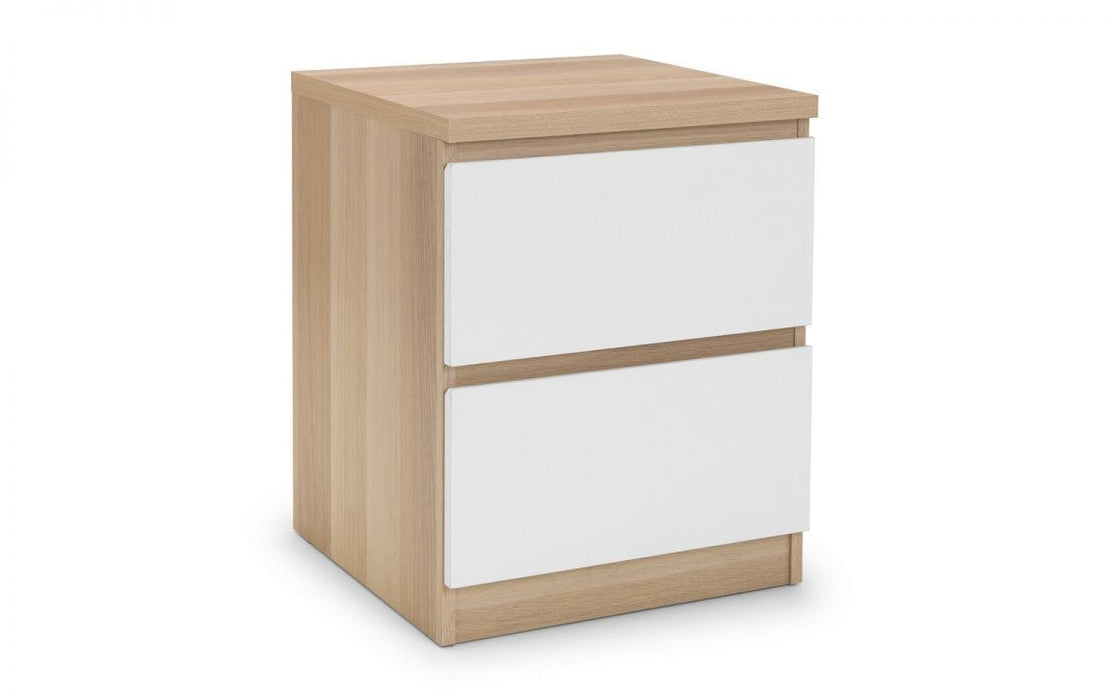 Jupiter 2 Drawer Bedside - White/Oak Bedside Tables Julian Bowen V2 