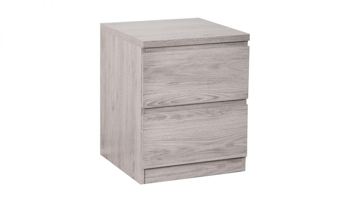 Jupiter 2 Drawer Bedside - Grey Oak Bedside Tables Julian Bowen V2 