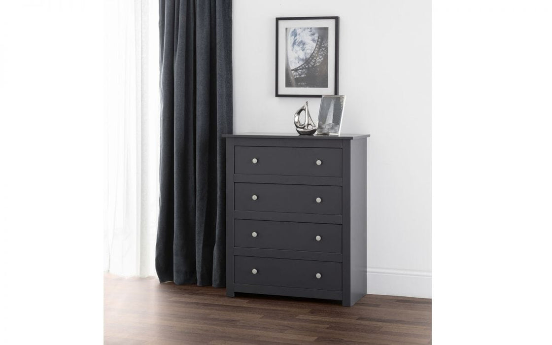 Radley 4 Drawer Chest - Anthracite Chest of Drawers Julian Bowen V2 