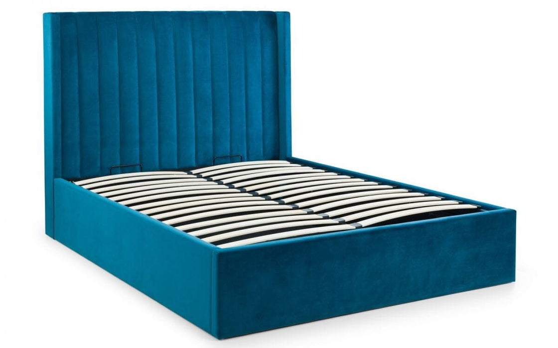 Langham Scalloped Headboard Storage Bed Frame 150Cm - Teal Bed Frames Julian Bowen V2 