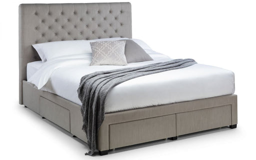 Wilton Deep Button 4 Drawer Bed Frame 180Cm - Grey Linen Bed Frames Julian Bowen V2 