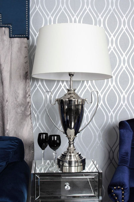 Nickel Trophy Lamp-Cream Lamp Derrys 