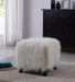 Heavy Shag Faux Sheepskin Cube Stool- White Stools/Benches Derrys 