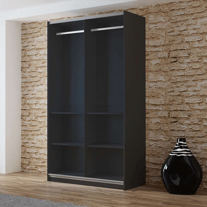 Wardrobe Tokyo 120cm Black+Mirror Sliding Wardrobes Home Centre Direct 