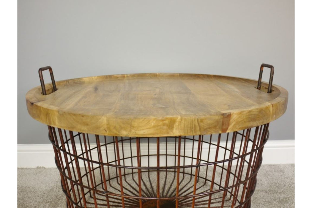 Basket With Wood Lid Lamp Table Sup170 