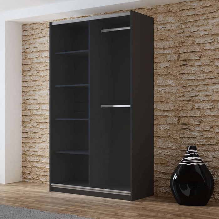 Wardrobe Tokyo 120cm Graphite+Mirror Sliding Wardrobes Home Centre Direct 