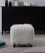 Heavy Shag Faux Sheepskin Cube Stool- White Stools/Benches Derrys 