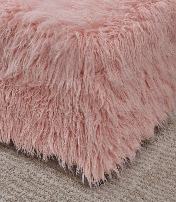 Heavy Shag Faux Sheepskin Ottoman-Pink Stools/Benches Derrys 