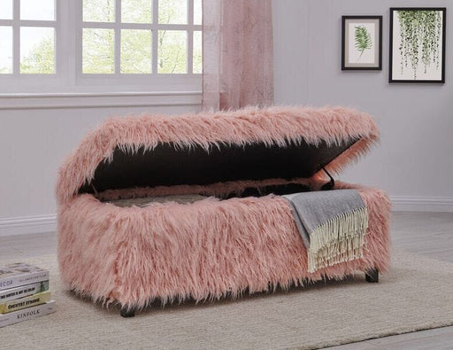 Heavy Shag Faux Sheepskin Ottoman-Pink Stools/Benches Derrys 