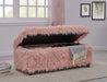 Heavy Shag Faux Sheepskin Ottoman-Pink Stools/Benches Derrys 