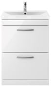 Aura 600mm 2 Drawer Floor Standing Unit White Supplier 141 