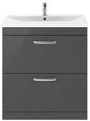 Aura 800mm 2 Drawer Floor Standing Unit Grey Gloss Supplier 141 