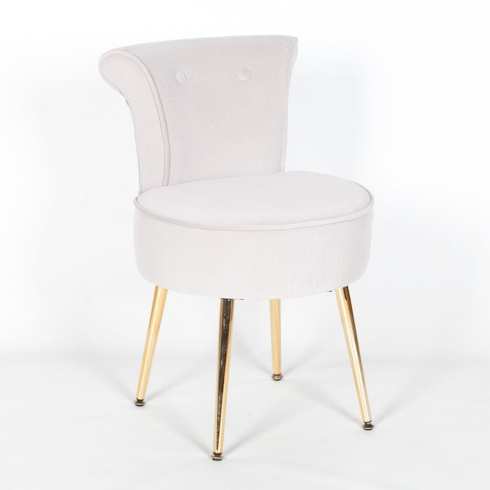 Grey Stool / Bedroom Chair With Gold Legs Dressing Stool Maison Repro 