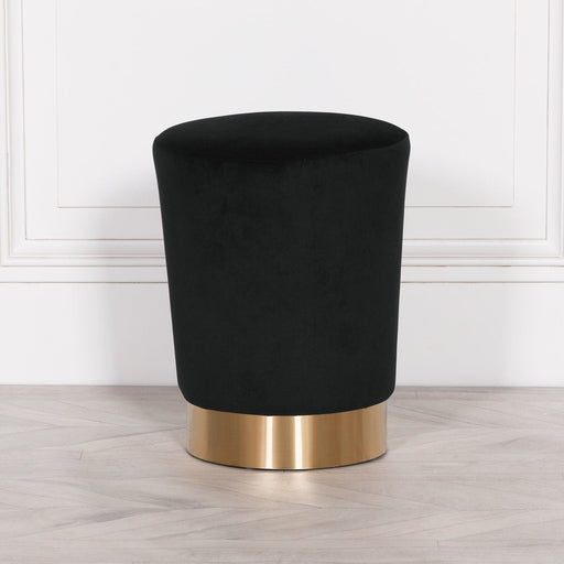 Black Velvet Round Stool Dressing Stool Maison Repro 