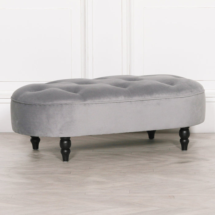 Grey Velvet Bench Ottoman Maison Repro 