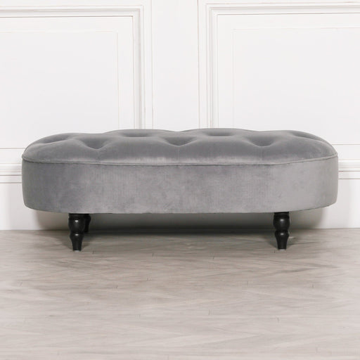 Grey Velvet Bench Ottoman Maison Repro 