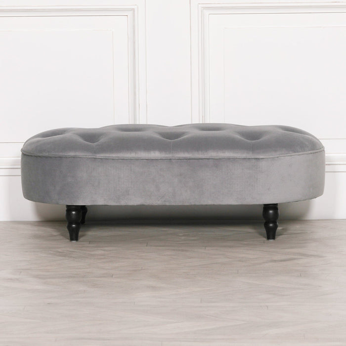 Grey Velvet Bench Ottoman Maison Repro 