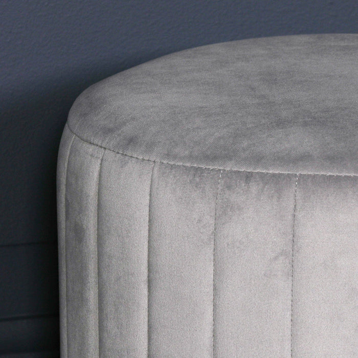 Grey Velvet Round Stool Dressing Stool Maison Repro 