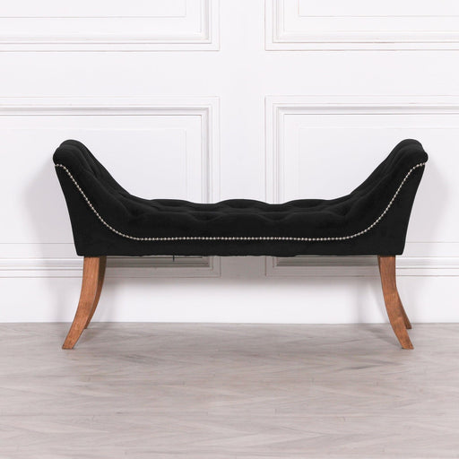 Black Velvet Bench Ottoman Maison Repro 