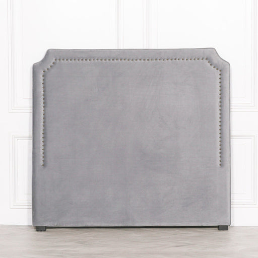 Grey Velvet 5Ft King Size Headboard Headboards Maison Repro 