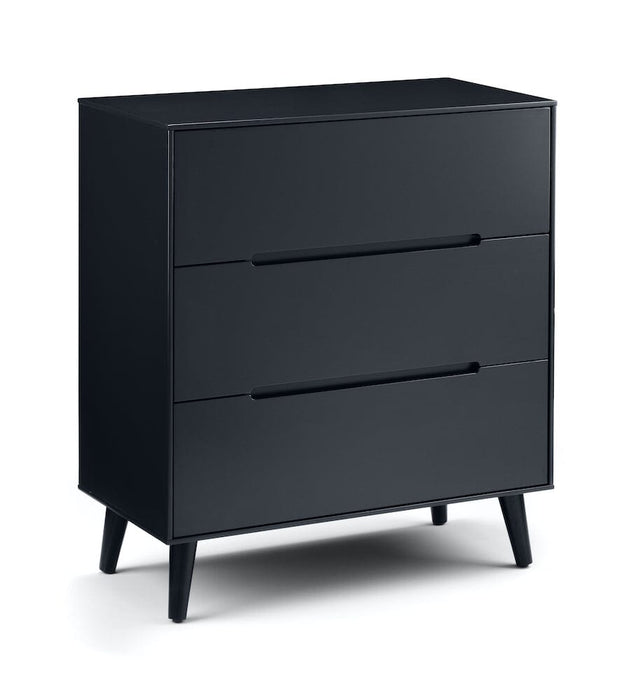 Alicia 3 Drawer Chest - Anthracite Chest of Drawers Julian Bowen V2 