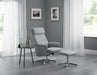 Aria Recliner & Stool With Chrome Base - Grey Linen Recliner Chairs Julian Bowen V2 