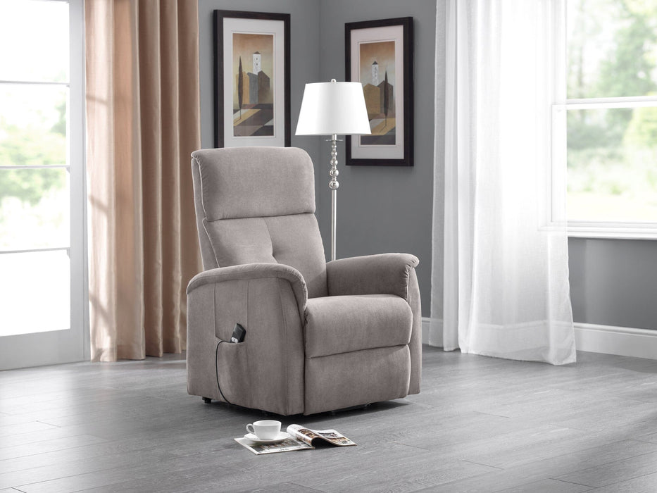 Ava Rise And Recline Chair Taupe Fabric Fabric Chairs Julian Bowen V2 