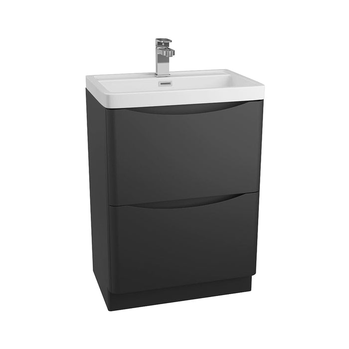 Bali Black 600mm Floor Standing Cabinet & Polymarble Basin Bathroom Furniture Vendor 116 