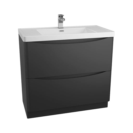 Bali Black 900mm Free Standing Cabinet & Polymarble Basin Bathroom Furniture Vendor 116 