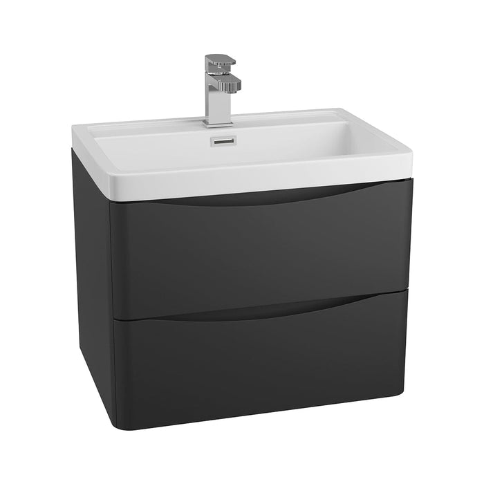 Bali Black 600mm Wall Mounted Cabinet & Ceramic Basin Bathroom Furniture Vendor 116 