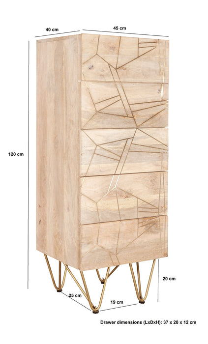 Light Gold Tall Chest of Drawers Light Gold IHv2 