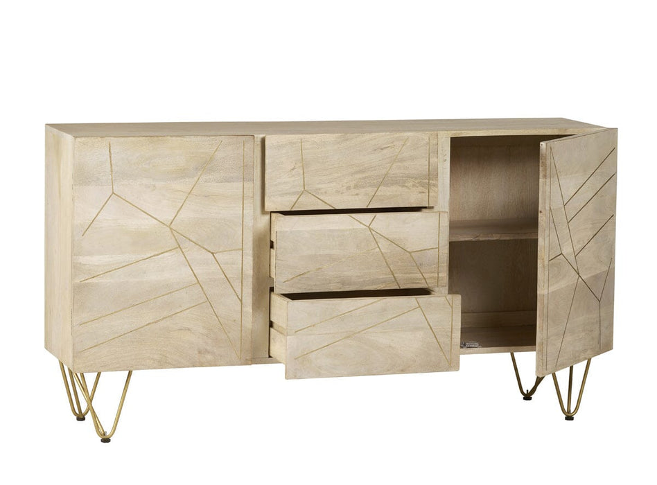 Light Gold Extra Large Sideboard 3 Drawers and 2 Doors Light Gold IHv2 