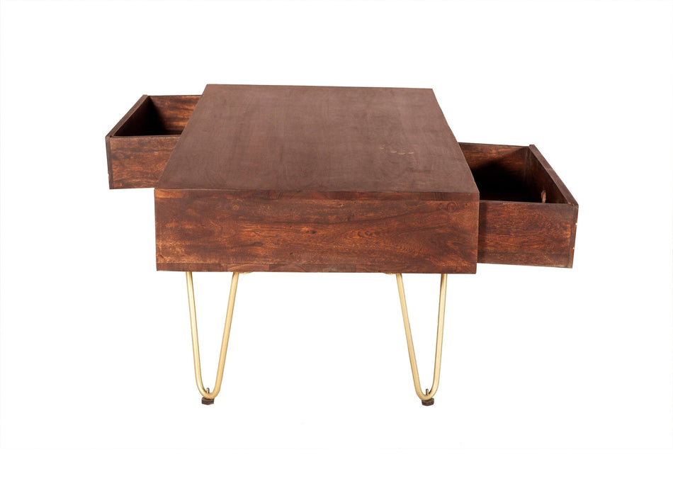 Dark Gold Rectangular Coffee Table with Drawer Dark Gold IHv2 