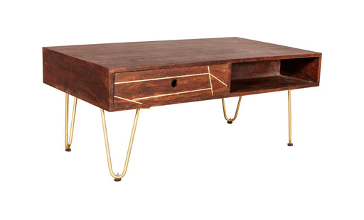 Dark Gold Rectangular Coffee Table with Drawer Dark Gold IHv2 