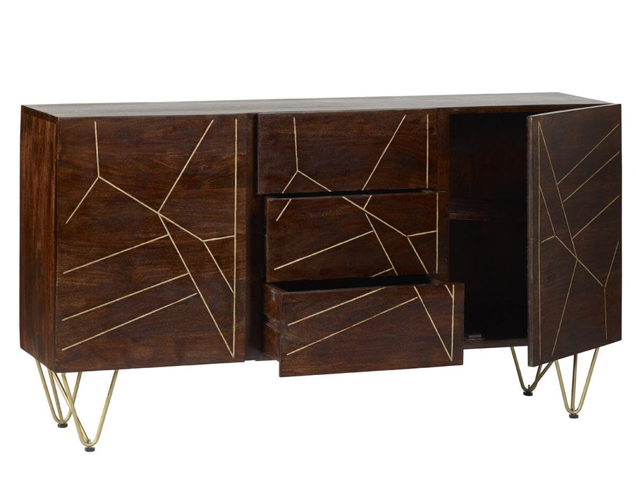 Dark Gold Extra Large Sideboard 3 Drawers and 2 Doors Dark Gold IHv2 