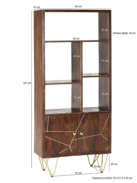 Dark Gold Large Bookcase 2 Door Dark Gold IHv2 