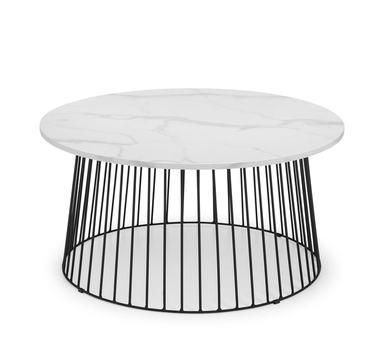 Broadway Round Coffee Table - White Marble Coffee Table Julian Bowen V2 