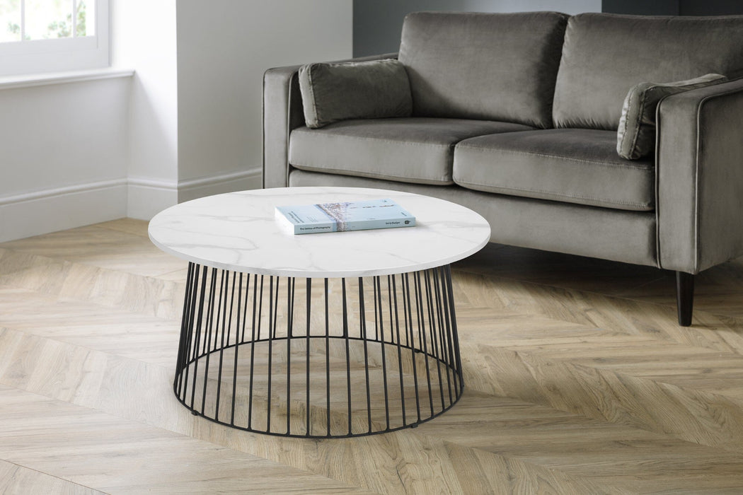 Broadway Round Coffee Table - White Marble Coffee Table Julian Bowen V2 