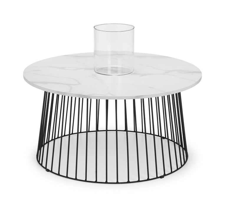 Broadway Round Coffee Table - White Marble Coffee Table Julian Bowen V2 