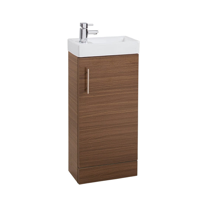 Cube Unit Walnut Single Door 400mm Basin & Unit Bathroom Furniture Vendor 116 