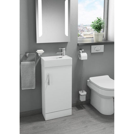 Cube Unit Gloss White Single Door 400mm Basin & Unit Bathroom Furniture Vendor 116 