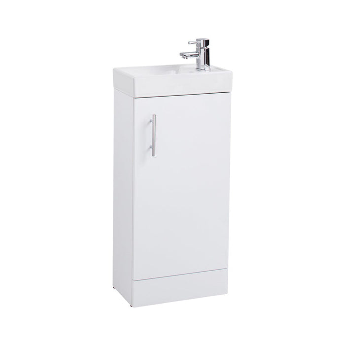 Cube Unit Gloss White Single Door 400mm Basin & Unit Bathroom Furniture Vendor 116 