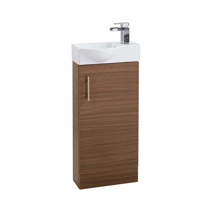 Mini Unit Walnut Single Door 400mm Basin & Unit Bathroom Furniture Vendor 116 