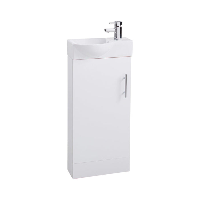 Mini Unit White Single Door 400mm Basin & Unit Bathroom Furniture Vendor 116 