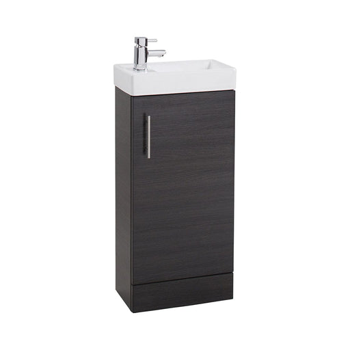 Cube Unit Black Ash Single Door 400mm Basin & Unit Bathroom Furniture Vendor 116 