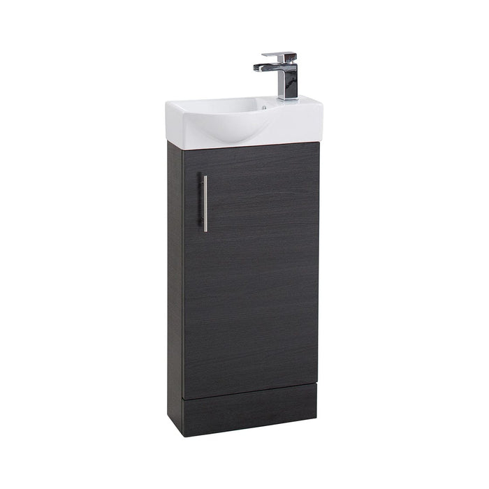 Mini Unit Black Ash Single Door 400mm Basin & Unit Bathroom Furniture Vendor 116 