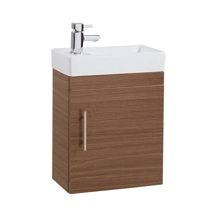 Cube Unit Walnut Single Door 500mm X 250mm Basin & Unit Bathroom Furniture Vendor 116 