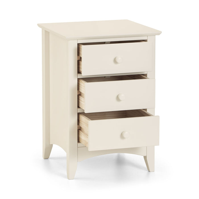 Cameo 3 Drawer Bedside - Stone White Bedside Tables Julian Bowen V2 